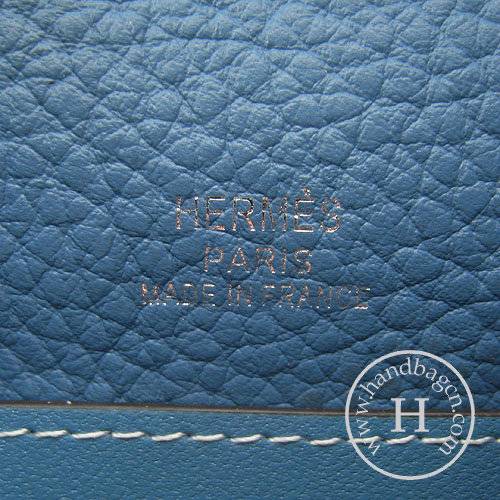 Hermes Mini Kelly 22cm H008 Medium Blue Calfskin Leather With Silver Hardware - Click Image to Close