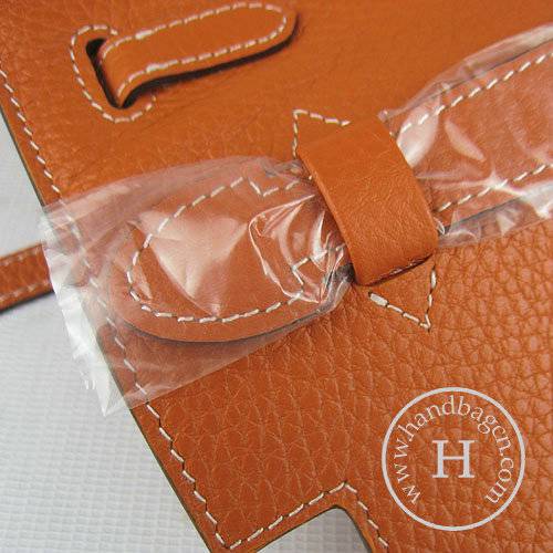 Hermes Mini Kelly 22cm H008 Orange Calfskin Leather With Silver Hardware