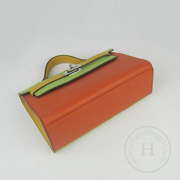 Hermes Mini Kelly 22cm H008 Orange Mix Calfskin Leather With Silver Hardware