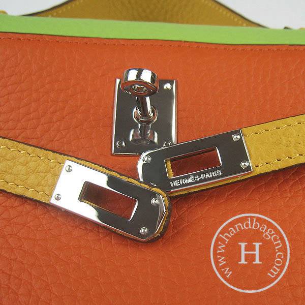 Hermes Mini Kelly 22cm H008 Orange Mix Calfskin Leather With Silver Hardware - Click Image to Close