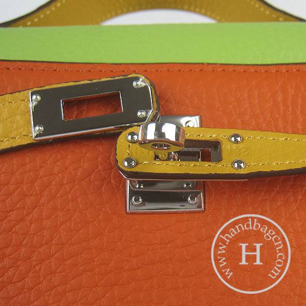 Hermes Mini Kelly 22cm H008 Orange Mix Calfskin Leather With Silver Hardware