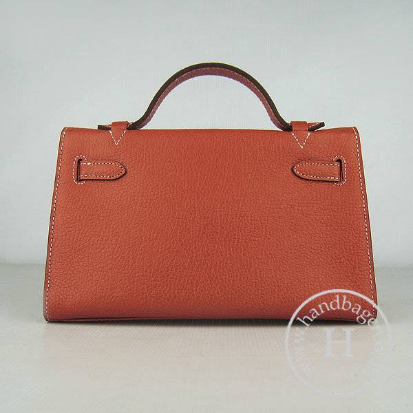 Hermes Mini Kelly 22cm H008 Orange Cowhide Leather With Silver Hardware