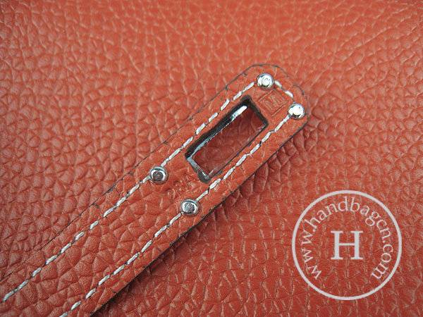 Hermes Mini Kelly 22cm H008 Orange Cowhide Leather With Silver Hardware