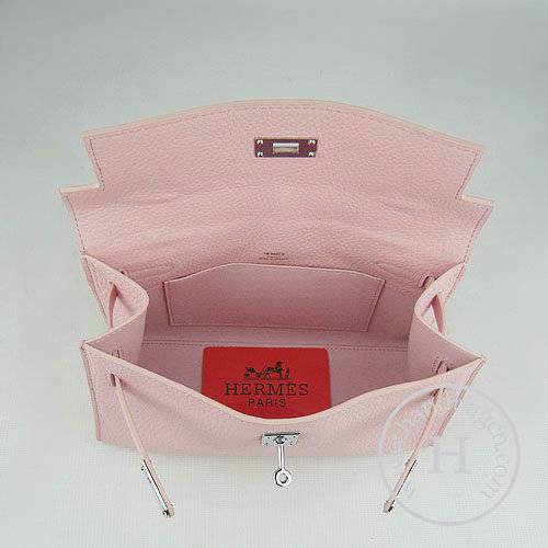 Hermes Mini Kelly 22cm H008 Pink Calfskin Leather With Silver Hardware