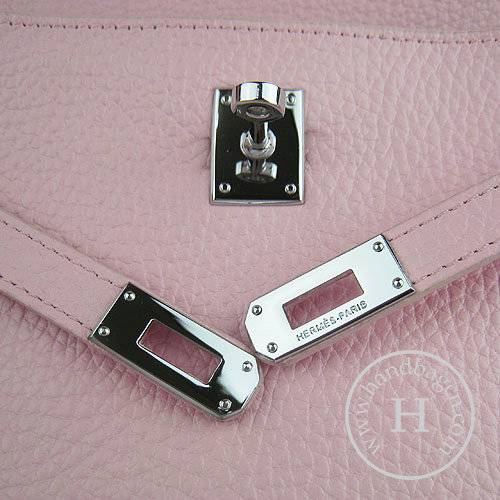 Hermes Mini Kelly 22cm H008 Pink Calfskin Leather With Silver Hardware - Click Image to Close