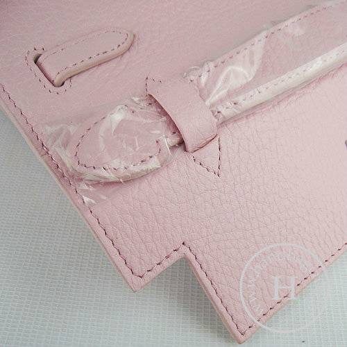Hermes Mini Kelly 22cm H008 Pink Calfskin Leather With Silver Hardware