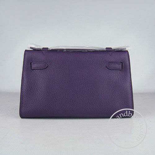 Hermes Mini Kelly 22cm H008 Purple Calfskin Leather With Silver Hardware - Click Image to Close