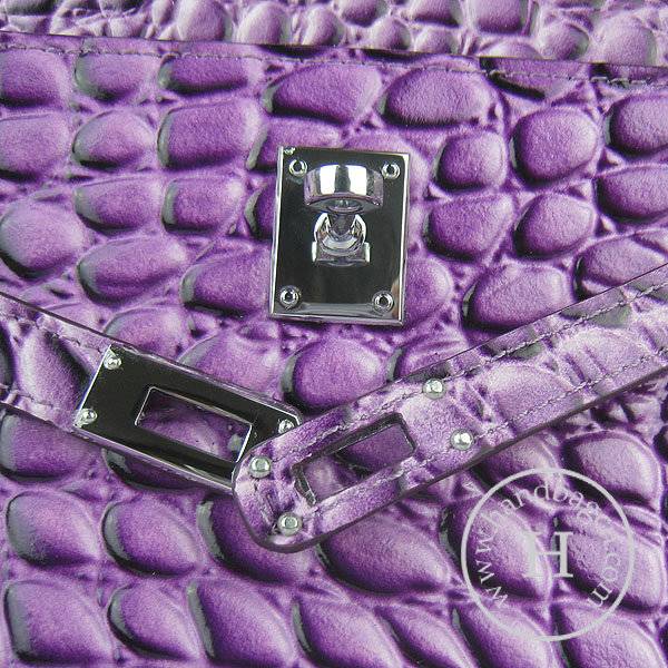 Hermes Mini Kelly 22cm H008 Purple Stone Leather With Silver Hardware - Click Image to Close