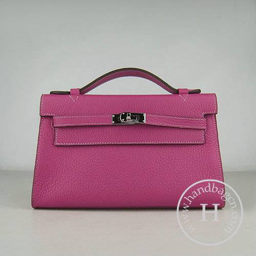 Hermes Mini Kelly 22cm H008 Peach Red Calfskin Leather With Silver Hardware