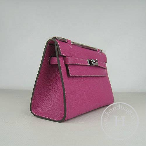 Hermes Mini Kelly 22cm H008 Peach Red Calfskin Leather With Silver Hardware - Click Image to Close