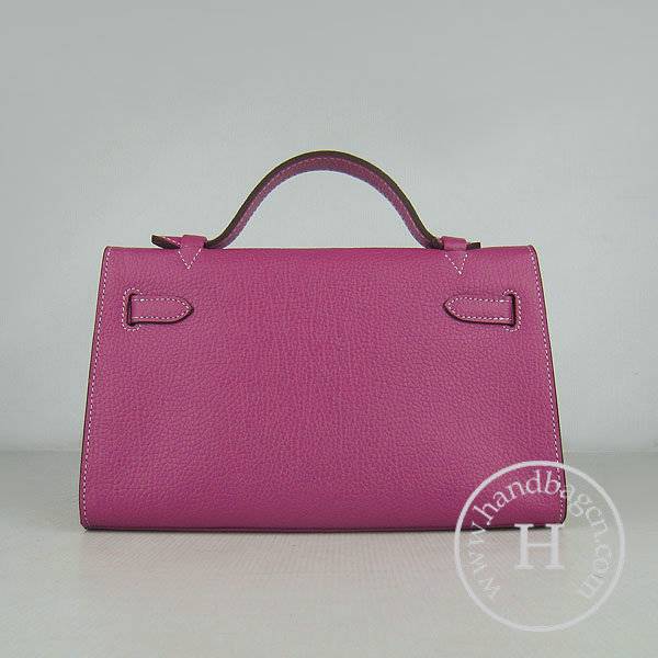 Hermes Mini Kelly 22cm H008 Peach Red Cowhide Leather With Silver Hardware - Click Image to Close