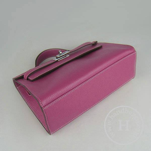 Hermes Mini Kelly 22cm H008 Peach Red Cowhide Leather With Silver Hardware
