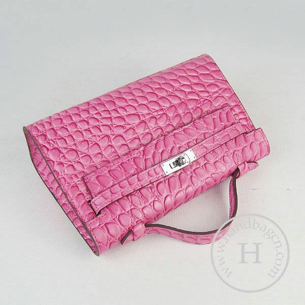 Hermes Mini Kelly 22cm H008 Peach Red Stone Leather With Silver Hardware - Click Image to Close