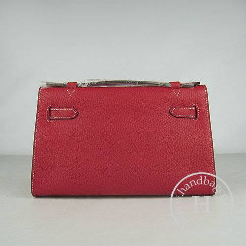 Hermes Mini Kelly 22cm H008 Red Calfskin Leather With Silver Hardware