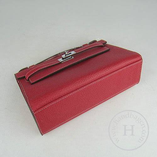 Hermes Mini Kelly 22cm H008 Red Calfskin Leather With Silver Hardware