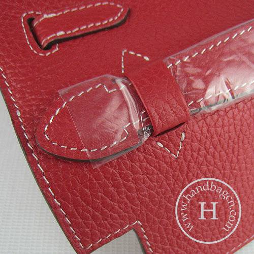Hermes Mini Kelly 22cm H008 Red Calfskin Leather With Silver Hardware - Click Image to Close