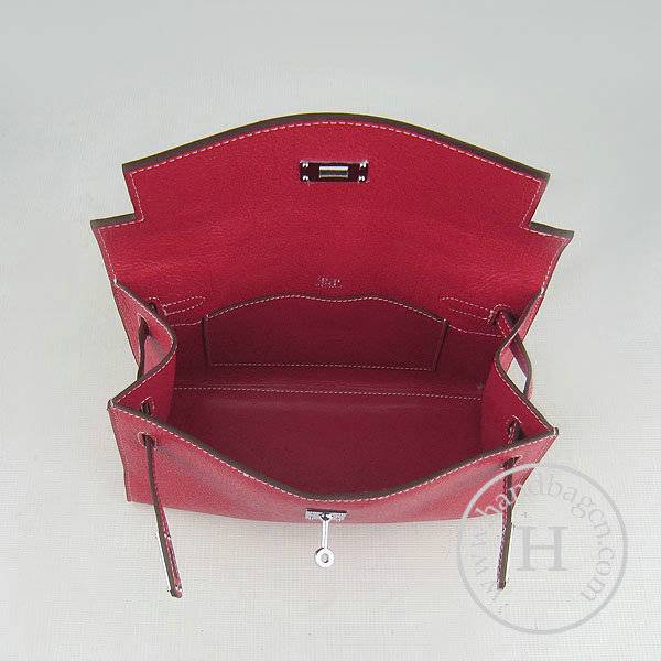Hermes Mini Kelly 22cm H008 Red Cowhide Leather With Silver Hardware
