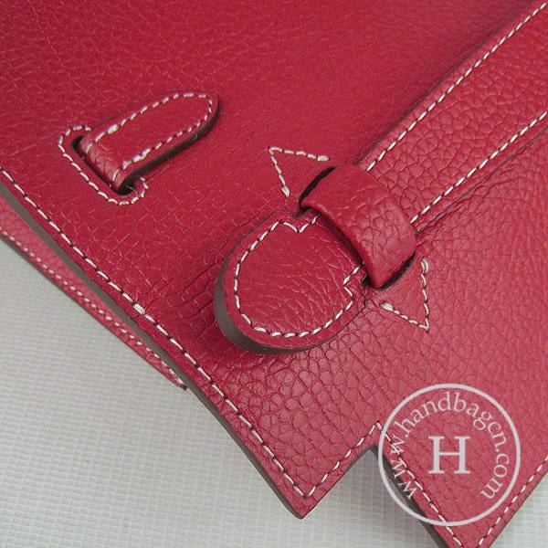 Hermes Mini Kelly 22cm H008 Red Cowhide Leather With Silver Hardware - Click Image to Close