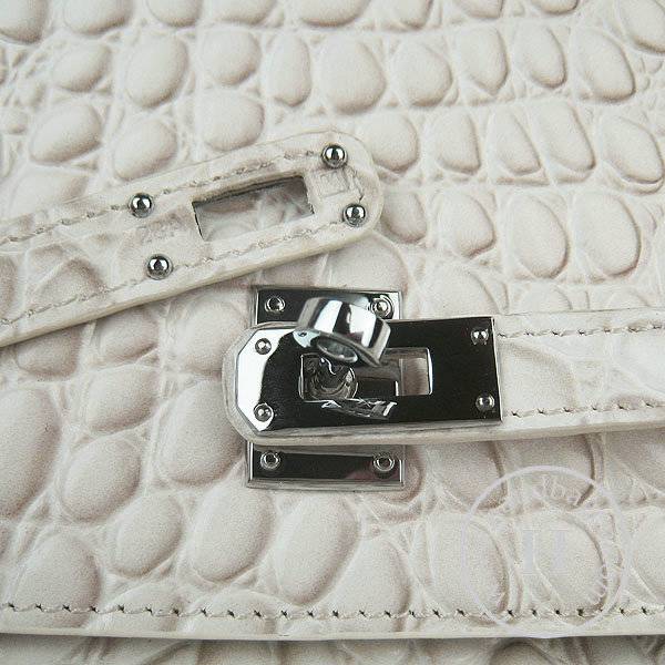 Hermes Mini Kelly 22cm H008 Cream Stone Leather With Silver Hardware - Click Image to Close