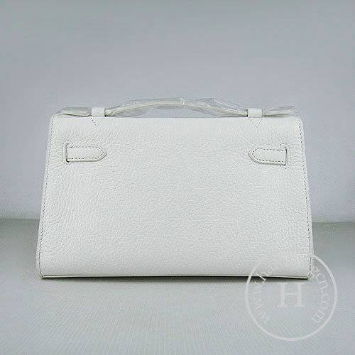 Hermes Mini Kelly 22cm H008 White Calfskin Leather With Silver Hardware - Click Image to Close