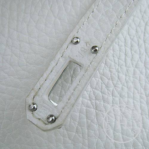 Hermes Mini Kelly 22cm H008 White Calfskin Leather With Silver Hardware - Click Image to Close