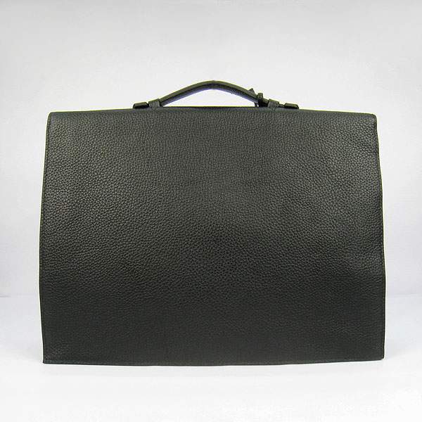 Hermes 2813 Depeches Briefcase 38cm - Black with Silver Hardware - Click Image to Close