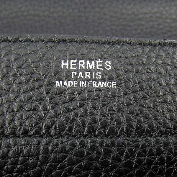 Hermes 2813 Depeches Briefcase 38cm - Black with Silver Hardware