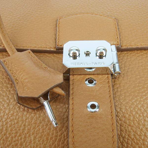 Hermes 2813 Depeches Briefcase 38cm - Coffee with Silver Hardware - Click Image to Close
