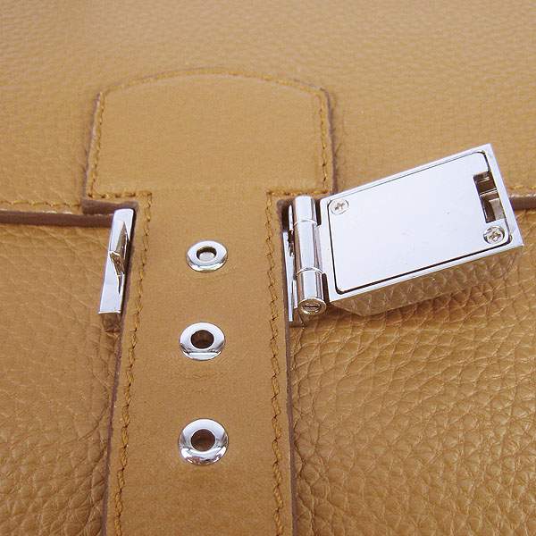 Hermes 2813 Depeches Briefcase 38cm - Coffee with Silver Hardware - Click Image to Close