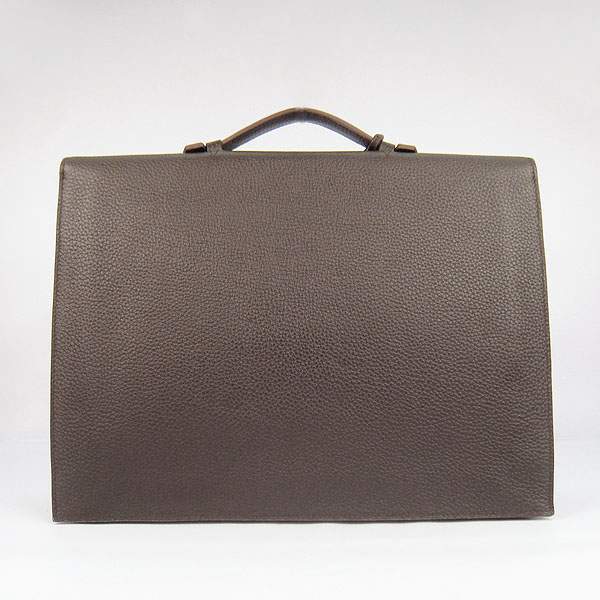 Hermes 2813 Depeches Briefcase 38cm - Brown with Silver Hardware - Click Image to Close