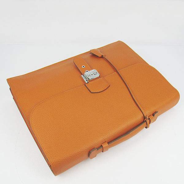 Hermes 2813 Depeches Briefcase 38cm - Orange with Silver Hardware