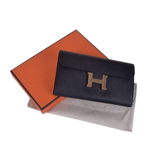 2012 New Arrival Hermes 6023 Constance Long Wallet - Black with Gold Hardware - Click Image to Close