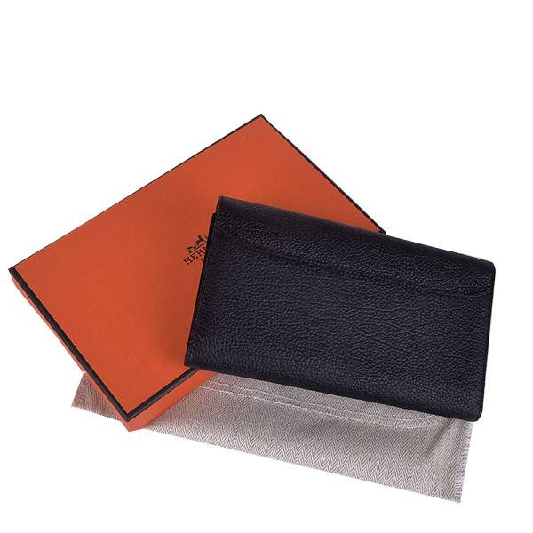 2012 New Arrival Hermes 6023 Constance Long Wallet - Black with Gold Hardware