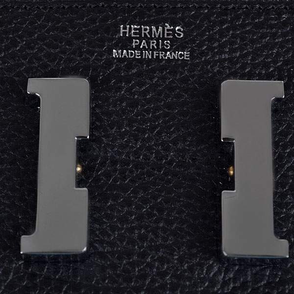 2012 New Arrival Hermes 6023 Constance Long Wallet - Black with Silver Hardware