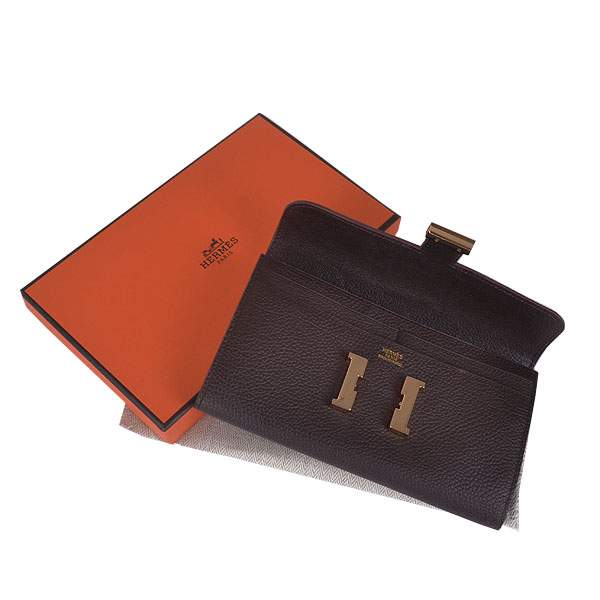 2012 New Arrival Hermes 6023 Constance Long Wallet - Brown with Gold Hardware