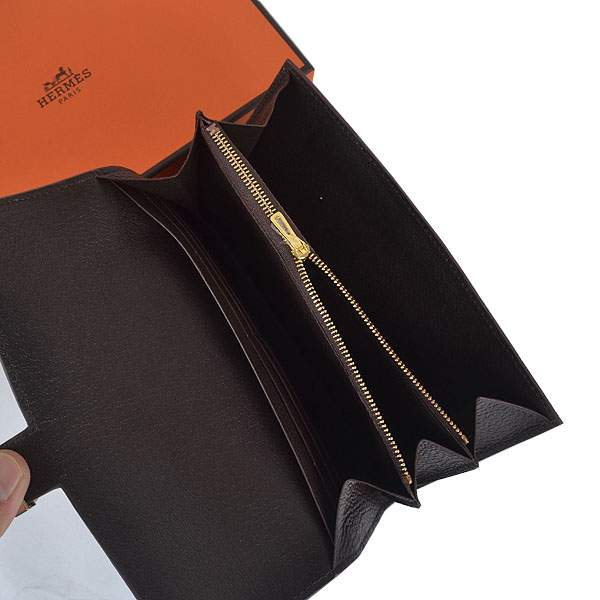 2012 New Arrival Hermes 6023 Constance Long Wallet - Brown with Gold Hardware