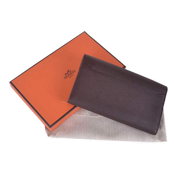 2012 New Arrival Hermes 6023 Constance Long Wallet - Brown with Silver Hardware