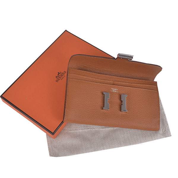 2012 New Arrival Hermes 6023 Constance Long Wallet - Coffee with Silver Hardware