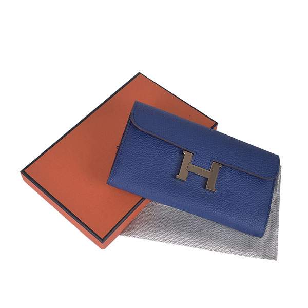 2012 New Arrival Hermes 6023 Constance Long Wallet - Dark Blue with Gold Hardware - Click Image to Close