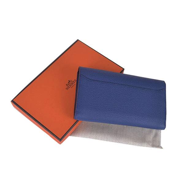 2012 New Arrival Hermes 6023 Constance Long Wallet - Dark Blue with Gold Hardware