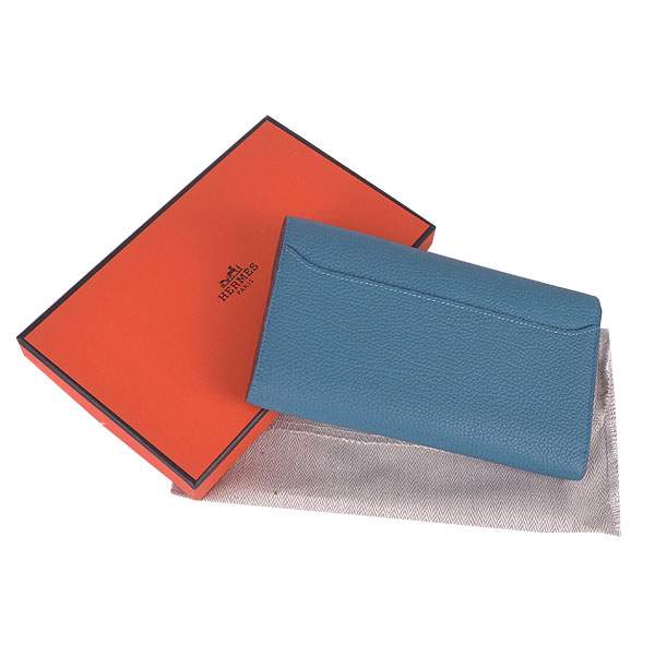 2012 New Arrival Hermes 6023 Constance Long Wallet - Middle Blue with Gold Hardware - Click Image to Close