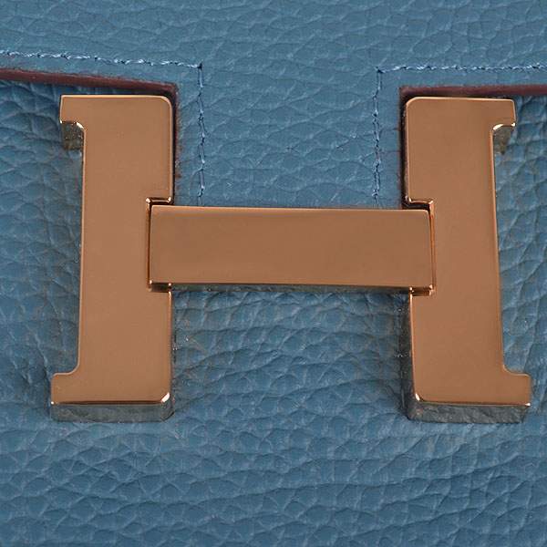 2012 New Arrival Hermes 6023 Constance Long Wallet - Middle Blue with Gold Hardware