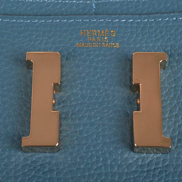 2012 New Arrival Hermes 6023 Constance Long Wallet - Middle Blue with Gold Hardware