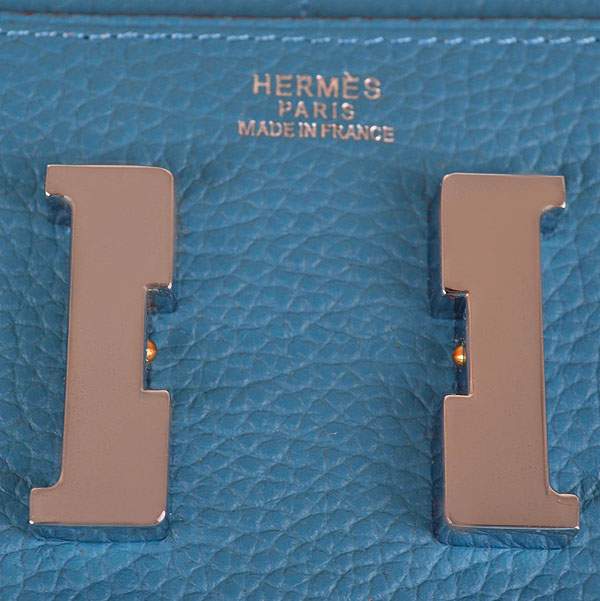 2012 New Arrival Hermes 6023 Constance Long Wallet - Middle Blue with Silver Hardware - Click Image to Close