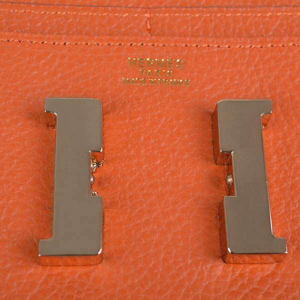 2012 New Arrival Hermes 6023 Constance Long Wallet - Orange with Gold Hardware