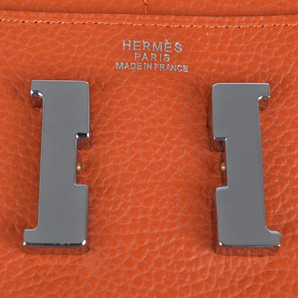 2012 New Arrival Hermes 6023 Constance Long Wallet - Orange with Silver Hardware