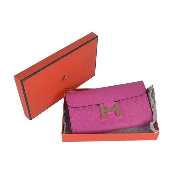 2012 New Arrival Hermes 6023 Constance Long Wallet - Peach Red with Gold Hardware