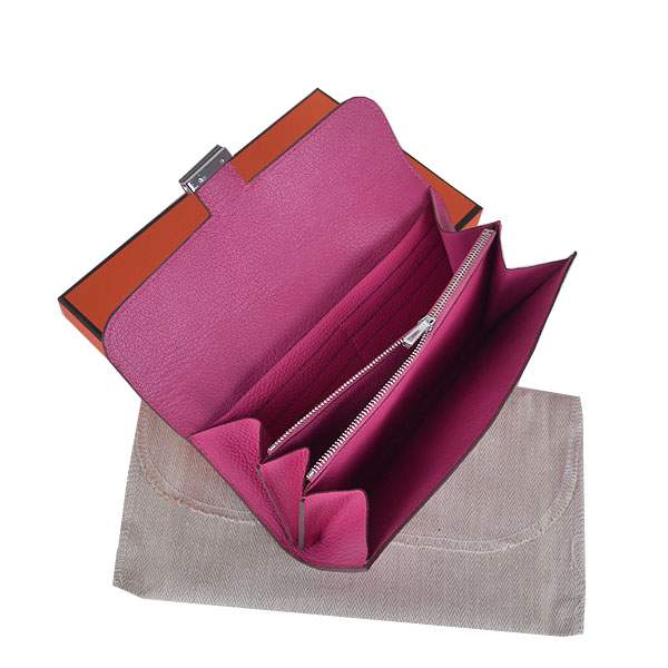 2012 New Arrival Hermes 6023 Constance Long Wallet - Peach Red with Silver Hardware