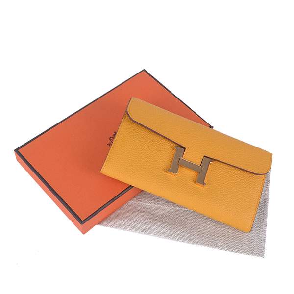 2012 New Arrival Hermes 6023 Constance Long Wallet - Yellow with Gold Hardware - Click Image to Close