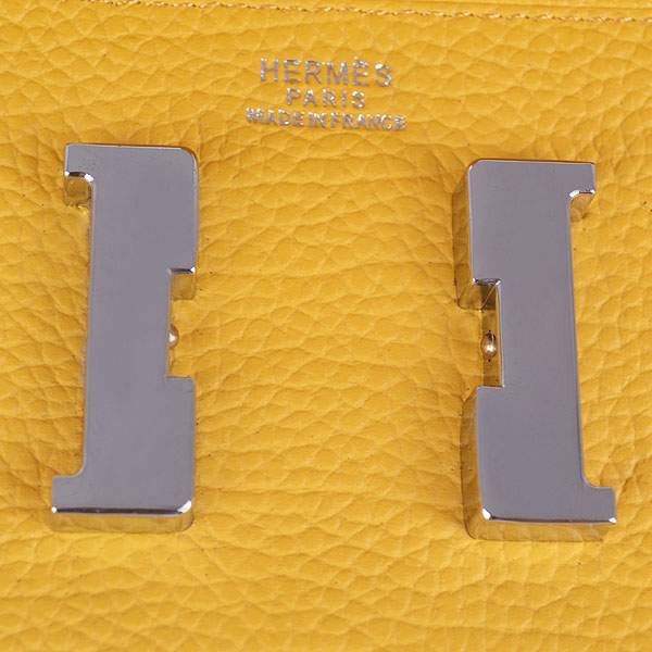 2012 New Arrival Hermes 6023 Constance Long Wallet - Yellow with Silver Hardware